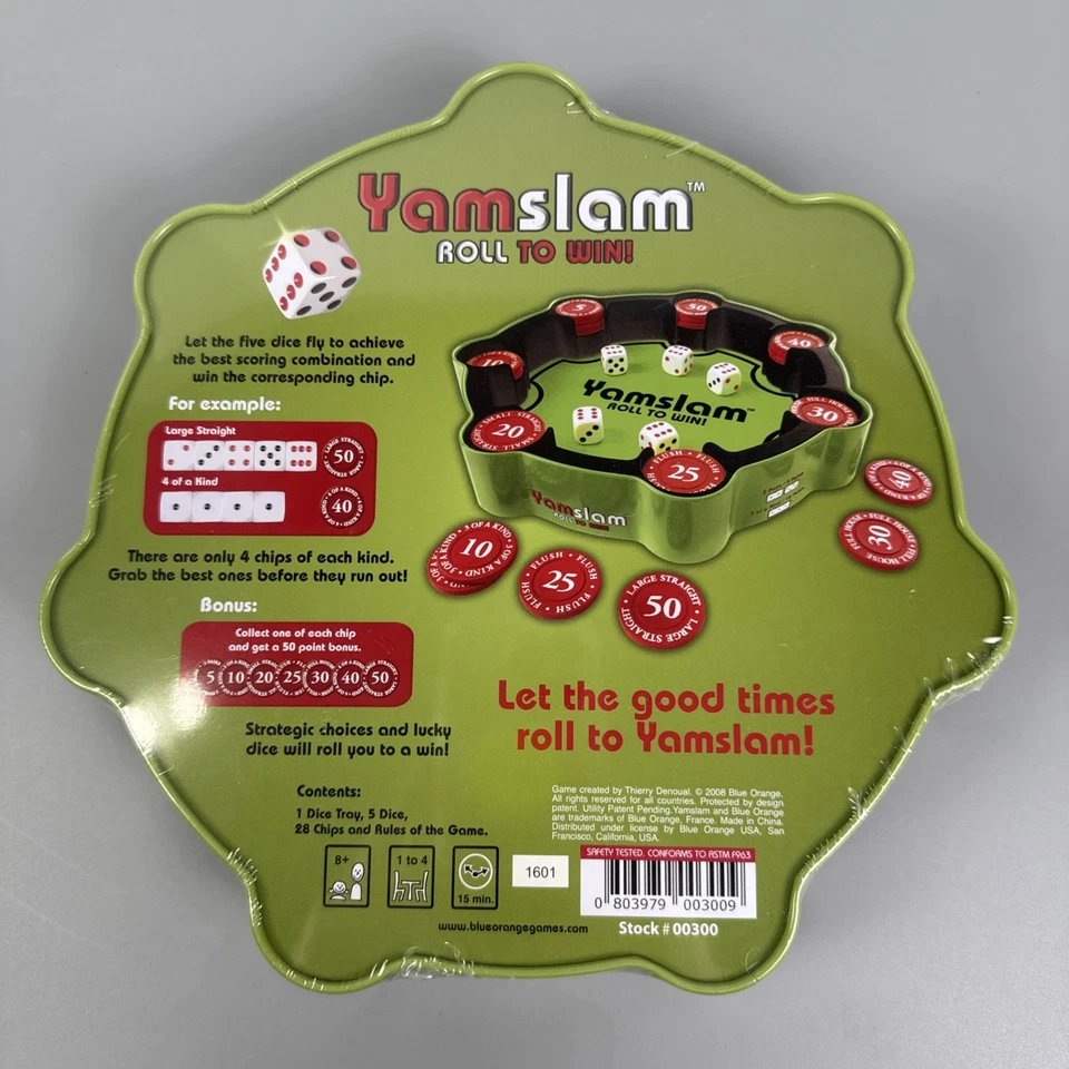 Yamslam ROLL TO WIN Dice Game Classic Strategy Green Tin Metal Edition Box NEW  - Image 2 of 3