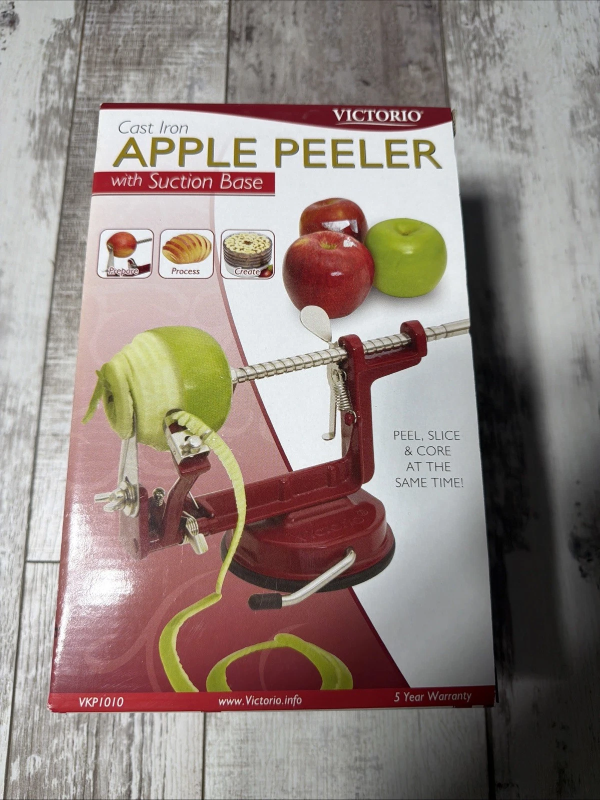 Johnny Apple Peeler by Victoro VKP1010 With Suction Base Wood Handle SS Blades