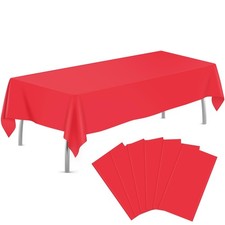 Red 6 Pack Plastic Table Cloth 54" x 108", Disposable Tablecloths Rectangle T...
