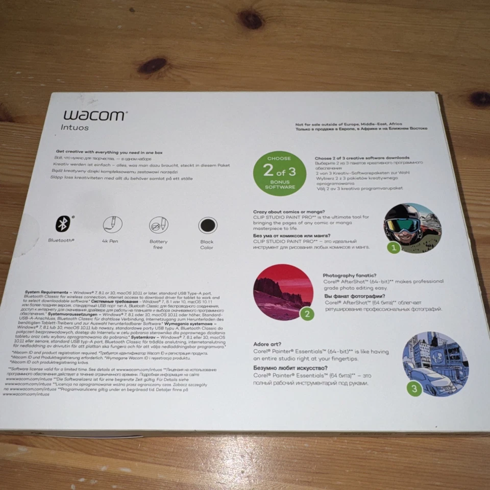 Wacom Intuos Comfort PB S Black Bluetooth Graphics Tablet with Pen - Image 3 of 4