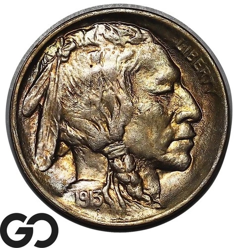 1913 Buffalo Nickel, Type 1, Gorgeous Solid Gem BU++