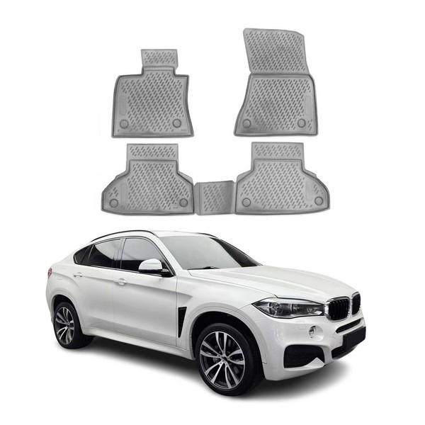 Omac Gummimatten FußMatten FüR BMW X6 F16 F86 2014-2019 TPE Automatten TPE Grau-image