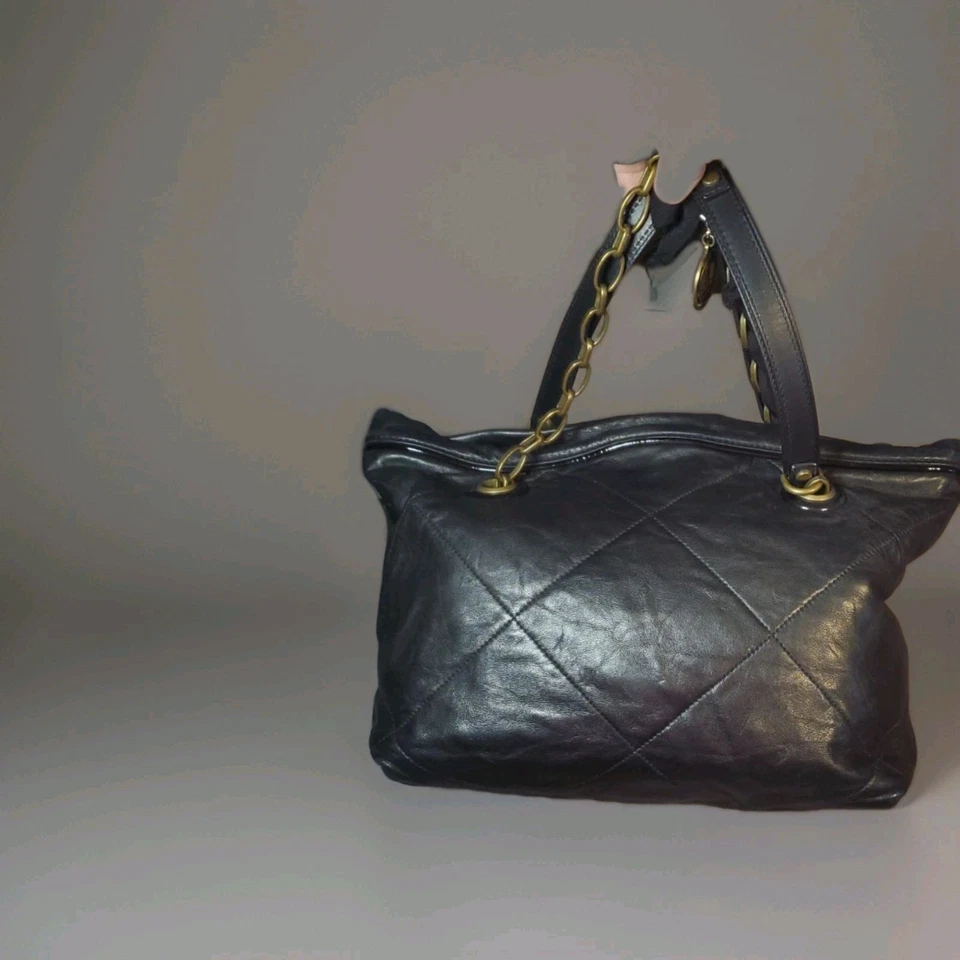 Bolso de mano LANVIN Sugar negro suave piel de cordero acolchado solapa cadena Foto 2 de 4