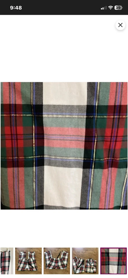 Nuevo sin etiquetas Pijama Victoria’s Secret Top Cuadros Scrunchie Rojo Verde Dorado Talla XL Rosa Foto 3 de 4