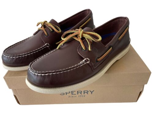 Sperry Top-Sider A/O Authentic Original Brown Leather Low Boat Shoes - Size 13 M
