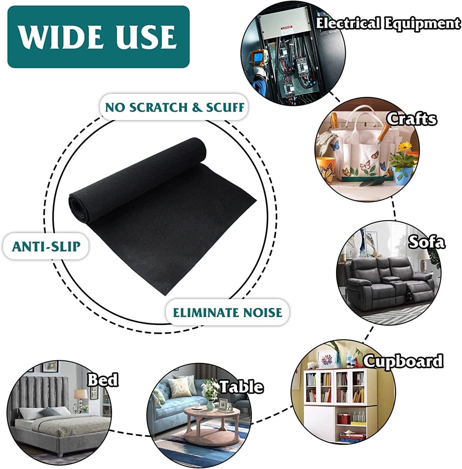 157" × 39" Mid Grey Speaker Box Carpet Auto Underfelt Carpet Resists