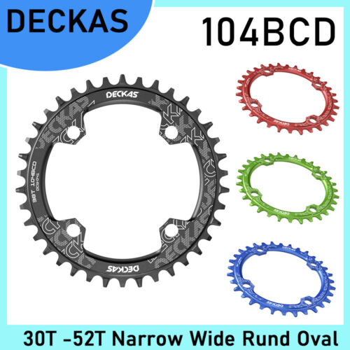 DECKAS MTB 104 BCD Narrow Wide redondo óvalo 30-52T dientes bicicleta manivela hoja de cadena - Imagen 1 de 15