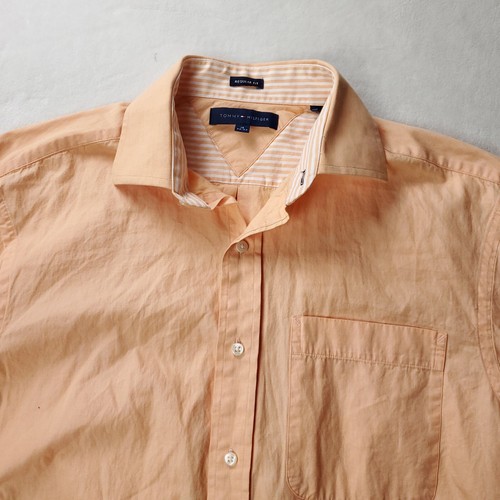 Tommy Hilfiger Button Shirt Mens Size M 15.5 32/33 Orange Long Sleeve - Picture 2 of 6