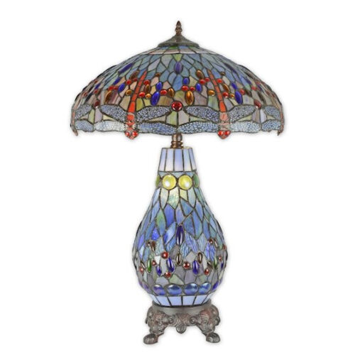 9934345 Lampada da tavolo in vetro piombo colorato vintage stile Tiffan 47x68 cm - Foto 1 di 1