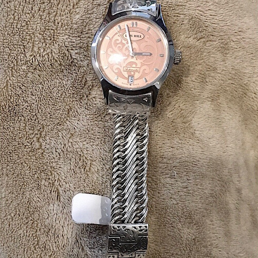 LOIS HILL Watch Pink Face Automatic Sterling Band | eBay display picture 2