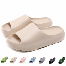 RUNSOON Slides for Women Men Kids, Pillow Slippers Comfy Non-Slip Soft 7 BEIGE