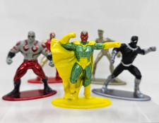 Marvel Metal Action Figures Groot Vision Iron Man Black Panther Drax Lot of 5