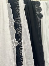 Georgette Embroidered Dupatta Chunri Shawl Wrap Stole White and Black