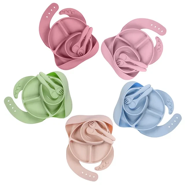 Baby Kinder Essen Trink Set BPA Frei Teller Schüssel Becher Silikon Rutschfest - Bild 3 von 4