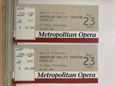 1997 American Ballet Othello Metropolitan Met Opera Lincoln Center NYC Ticket