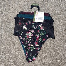 NWT Womens Joyspun Solid/Floral 3 Pack Stretch Thong Panties Size XL 16-18