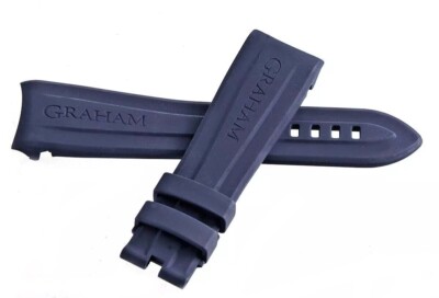 Graham Chronograph Fighter Blue Rubber Watch Band Strap 24mm x 20mm L