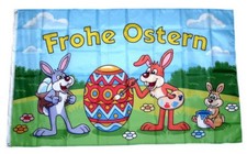 Flagge / Fahne Frohe Ostern Hasen Ei Hissflagge 90 x 150 cm