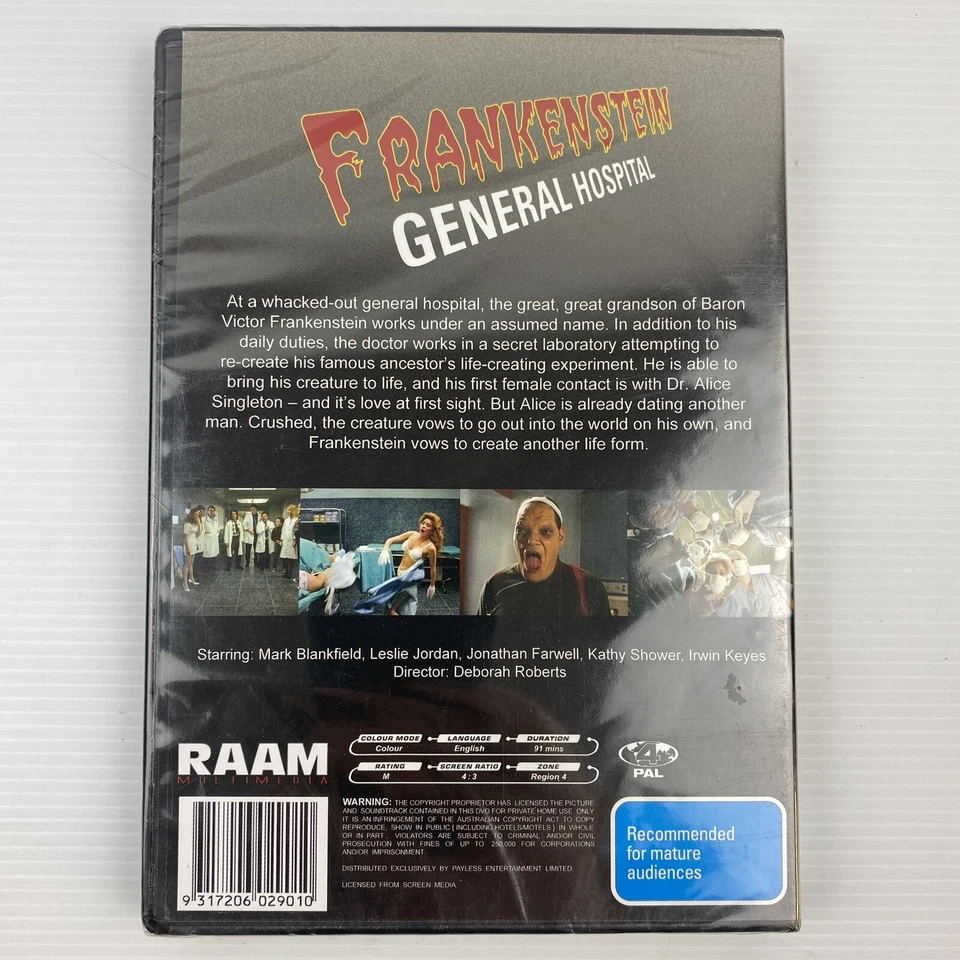 Frankenstein General Hospital DVD 1988 Cult Horror Comedy Leslie Jordan NEW Reg4 - Image 2 of 4