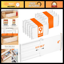 Adjustable 6" Tall Drawer Dividers - 9 Pack Expandable Organizers for Closet, Dr