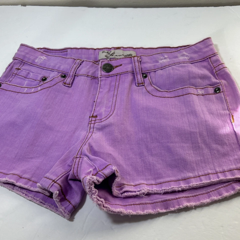 Pantalones Cortos/Denim/Púrpura/Borde Crudo DE COLECCIÓN HAVANA Talla 7 para Mujer 5 Bolsillos Foto 4 de 4