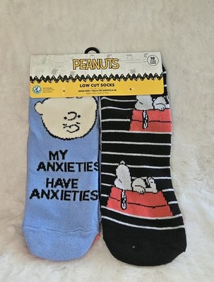 PEANUTS Women's 10 Pair Pack Low Cut Socks Shoe Size 4-10 New Snoopy 