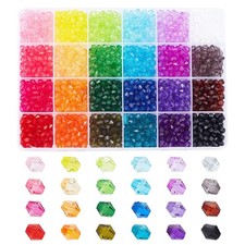 2160pcs 6mm Crystal Beads Bicone Bracelet Bead Faceted Acrylic Beads 24 Colors..