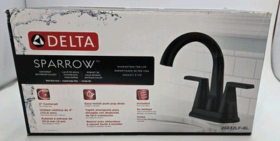 #ad Delta 25891LF BL Two Handle Centerset Bathroom Sink Faucet Matte Black $69.99