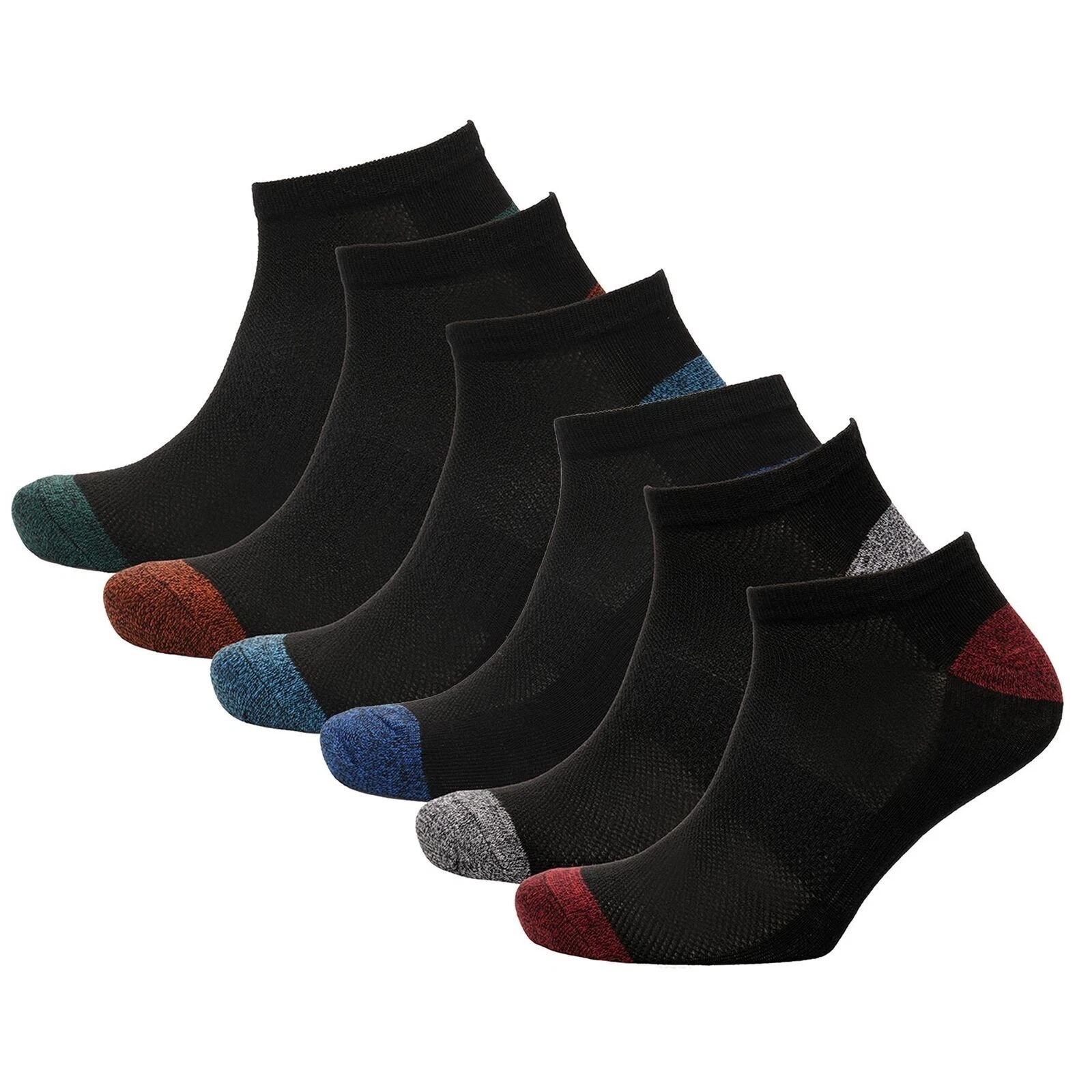Mens Heel and Toe Twist Yarn Trainer Socks Pack of 6 Low Cut Cotton mens socks