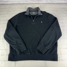 Polo Ralph Lauren 1/4 Zip Black Knit Lightweight Sweater Pullover Men's Large