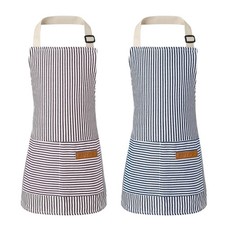XLSXEXCL 2 Pack Stripes Kids Apron, Kids Cooking Aprons with 2 Pockets, Cute ...