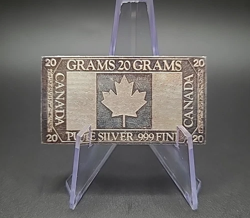 1973 Canada World Flag 20 Gram Art Bar - The Silver Mint .999 Fine Silver
