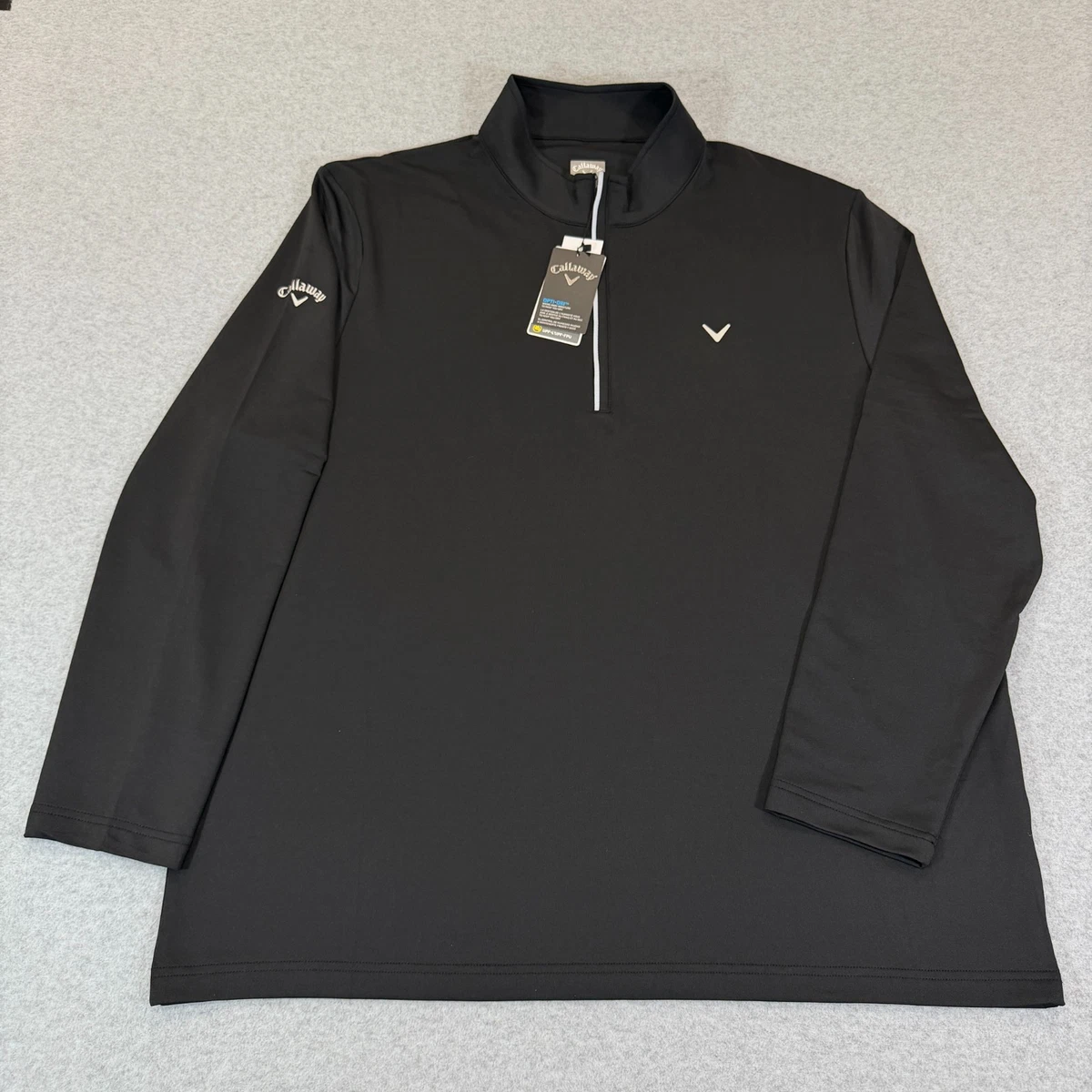 Callaway Maglione Termico Uomo A Maniche Lunghe - Lana Merino Con Cerniera 1/4, Colore Inchiostro Nero, Taglia 3XL