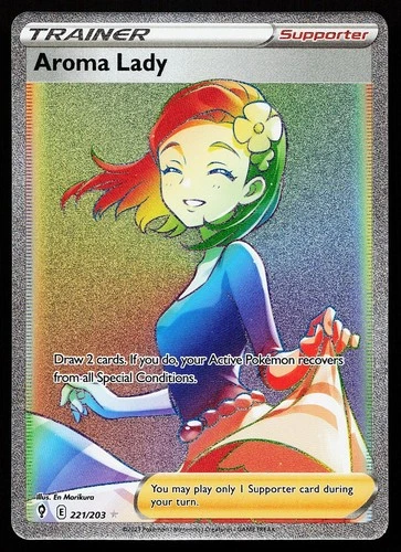 Aroma Lady 221/203 Rainbow Rare Evolving Skies Pokemon Card