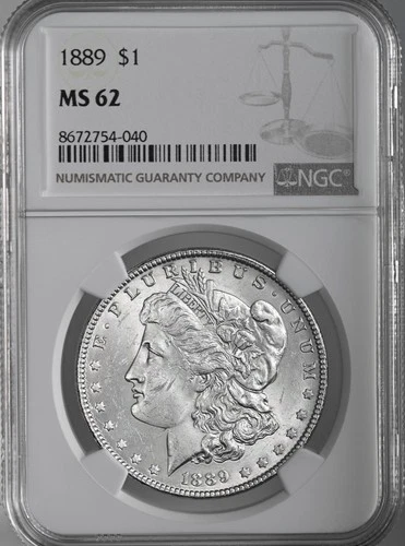 1889-P  $1  MORGAN SILVER DOLLAR  "PHILADELPHIA MINT"  NGC MS62 #8672754-040