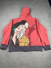 Disney Tokyo Resort 101 Dalmations Cruella Hoodie Womens Large Red Cotton Zip Up
