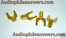DH Labs SP-10 Gold Plated Pure Copper Spade Connectors DIY 10-12 AWG Set of 4 