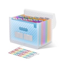 Accordian File Organizer 12 Pockets Expanding File Folders Portable Monthly B...