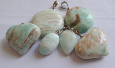100% Natural Stone Blue Aragonite Gemstone Multi Shaped Pendants