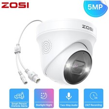 ZOSI 5MP PoE Home Security IP Camera Add On 2-Way Audio AI Voice/Face Detect