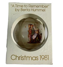 Vintage Schmid Christmas 1981 Glass Ornament "A Time to Remeber" by Berta Hummel