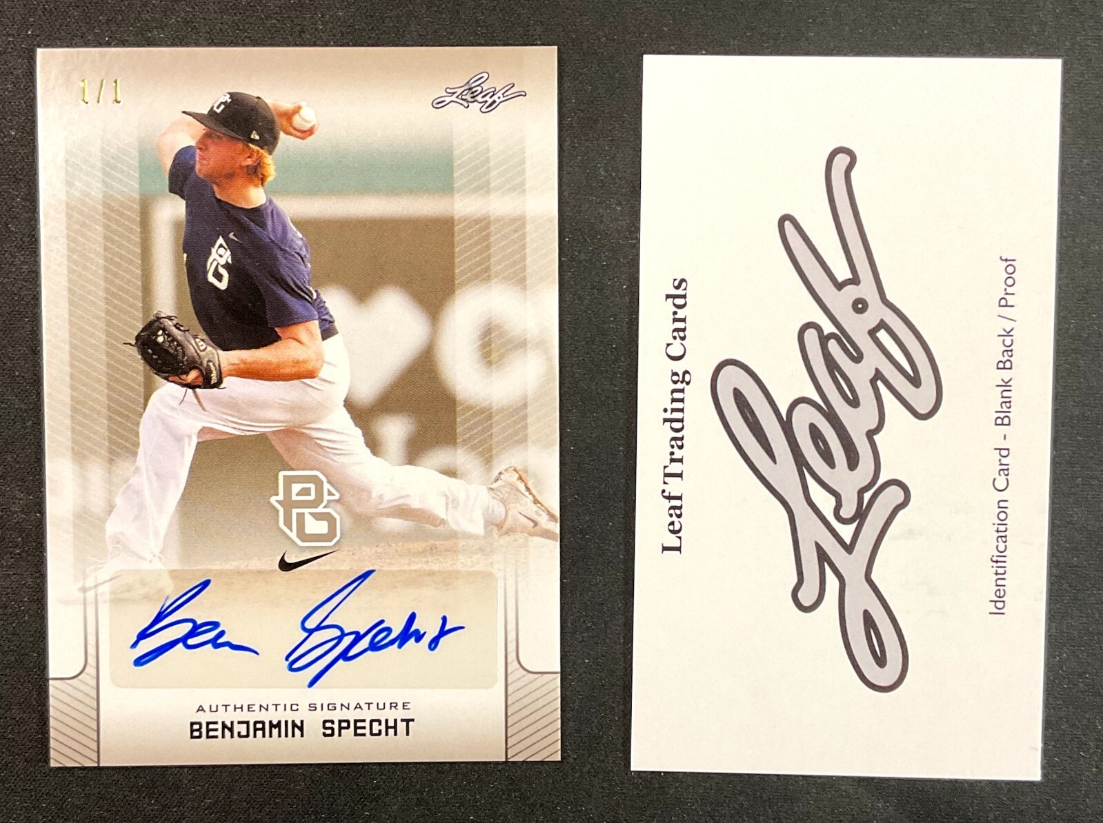 2017 Leaf Perfect Game National Showcase Silver 1/1 Benjamin Specht Auto Card BA-BS1