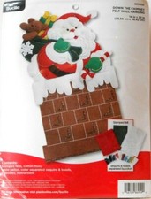  86949E BUCILLA "DOWN THE CHIMNEY" SANTA  TOYS FELT WALL HANGING KIT - NIP 