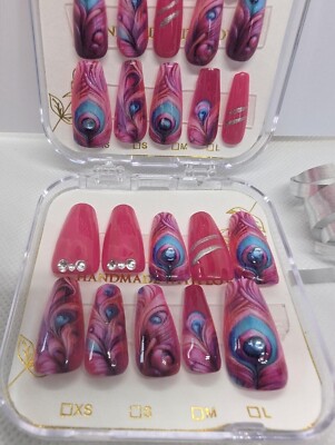 Handmade Custom Gel Press On Nails 24 Piece with Installation Kit Included!