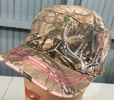 Realtree Hunting Ladies Fit Camo Pink Trim Adjustable Baseball Cap Hat