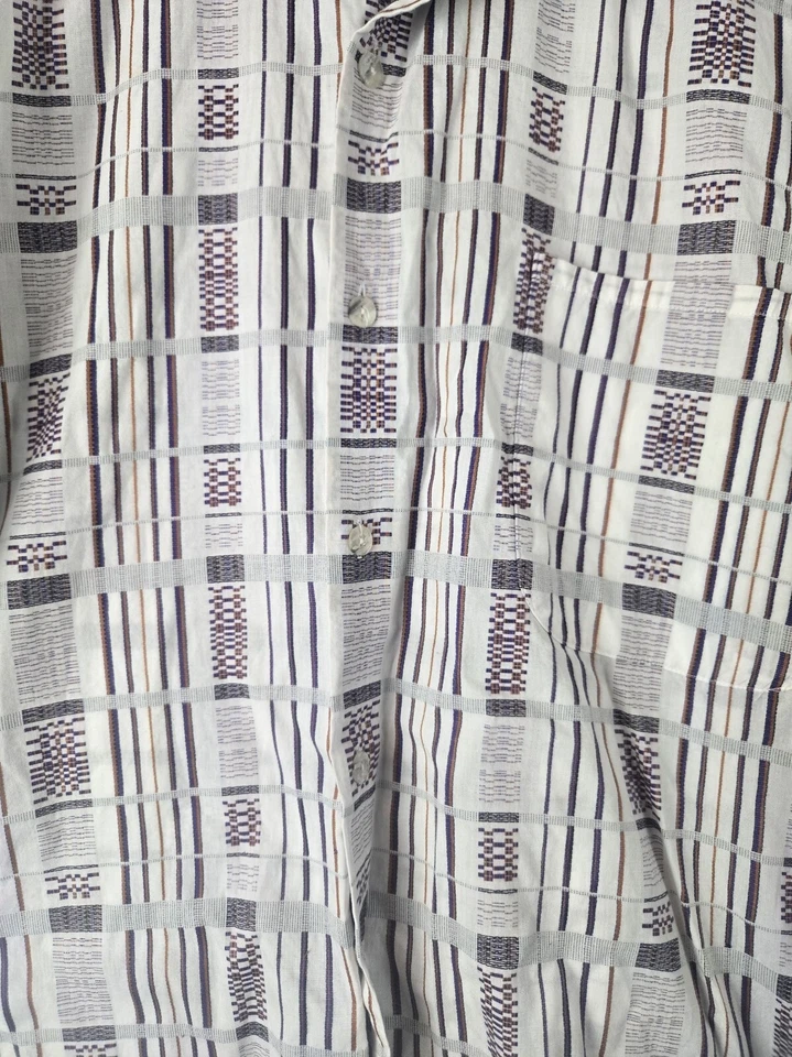 Camisa Jhane Barnes Para Hombres Manga Larga Con Botones M 100% Algodón Blanco Púrpura Foto 2 de 4