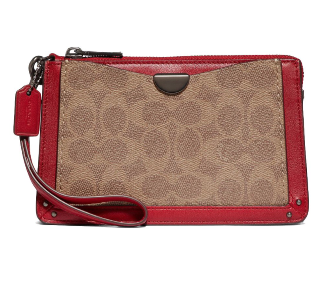 red wristlet bag
