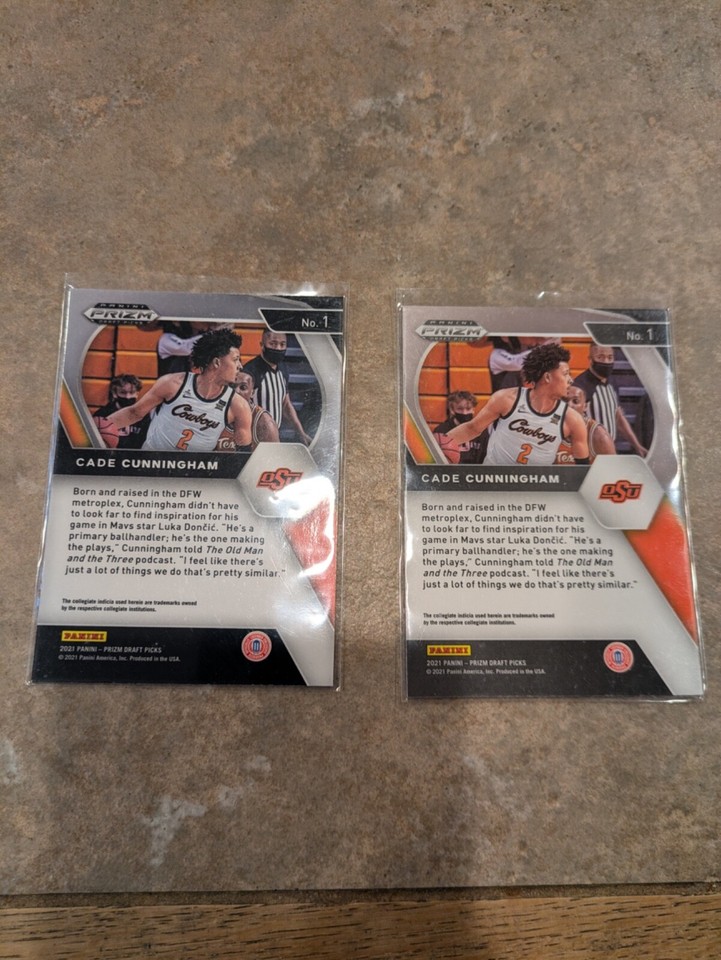 CADE CUNNINGHAM 1 RC 2021 PANINI PRIZM DRAFT LOT OF 2 Detroit Pistons