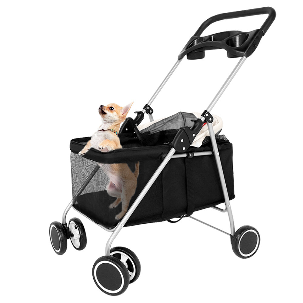 Pet Pet Stroller Dog Pram Large Cat Carrier Travel Foldable 4 Wheels