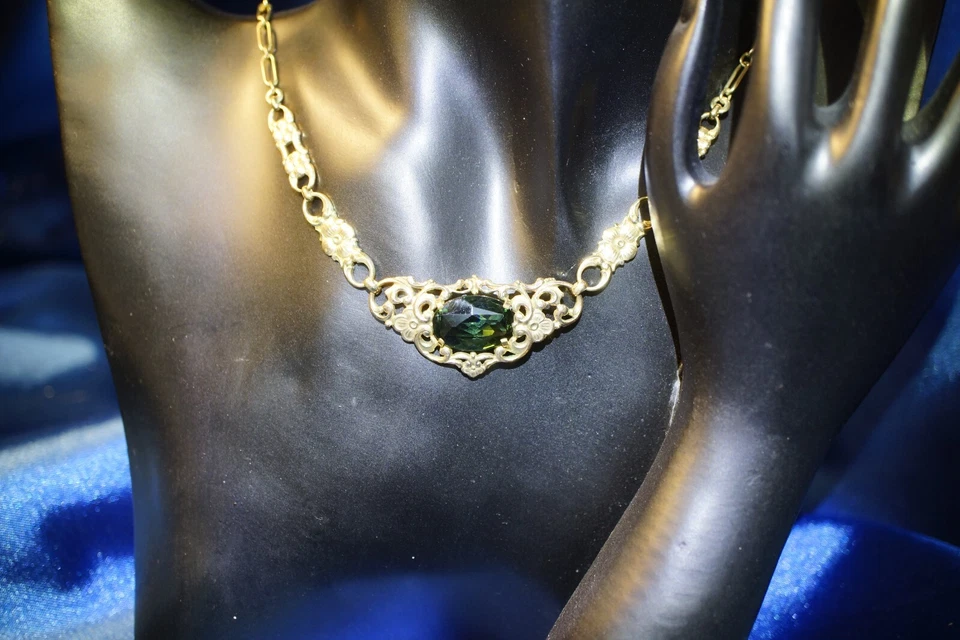 Kette Trachtenkette Gold Art Deco Antik Jugendstil Peridot - Bild 2 von 4